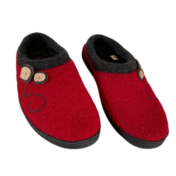 Acorn Dara Wool Blend Slipper Currant Button Wool Women’s Size 8 - Picture 2 of 6